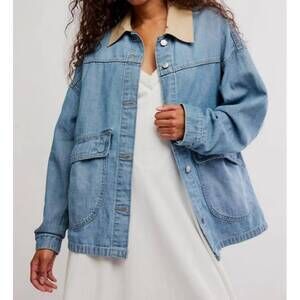 NEW FREE PEOPLE lemon denim jacket in berry blues